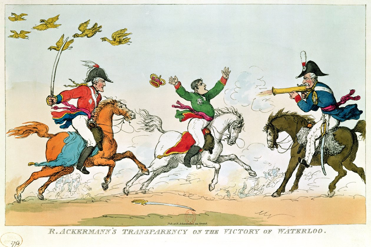 Bitwa pod Waterloo, 18 czerwca 1815, wyd. Ackermann, 1815-20 autorstwa English School