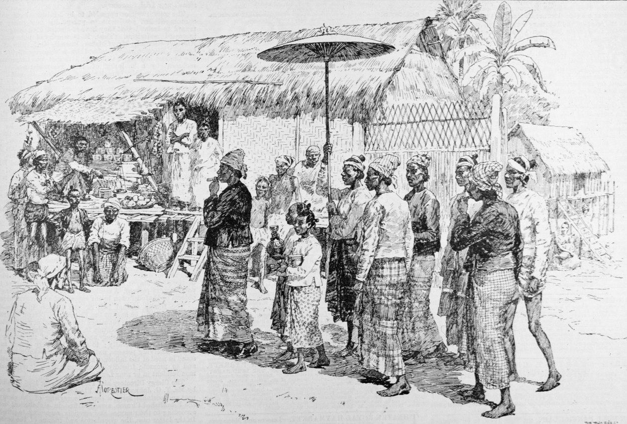 Wyprawa Birmańska: The Woon of Birma w drodze na wizytę do generała Prendergasta, z „The Illustrated London News”, 20 lutego 1886 autorstwa English School