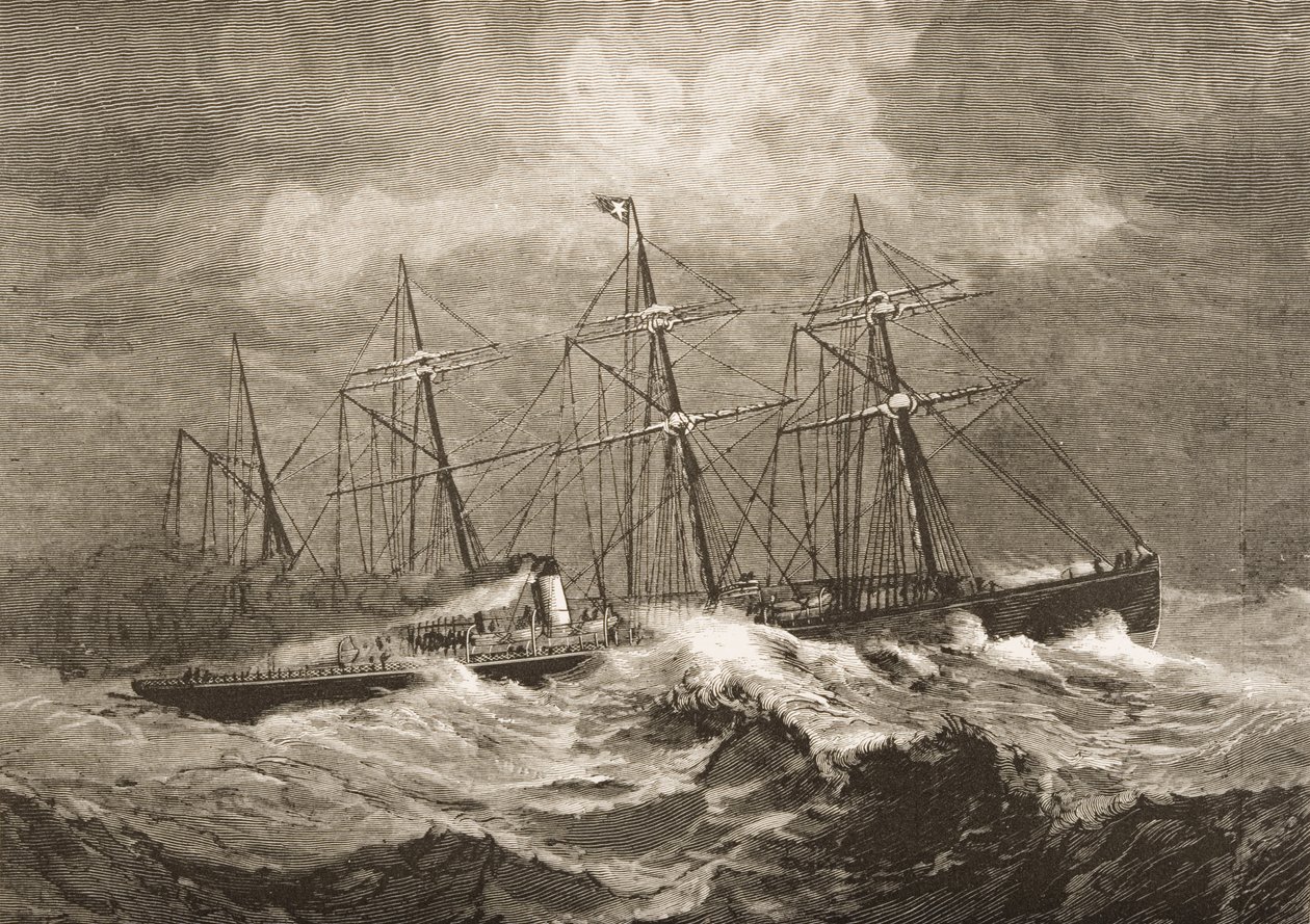"Celtyckie przeprawa przez Atlantyk zimą", ok. 1870, z "American Pictures" wydanego przez religijne Towarzystwo Traktu, 1876 autorstwa English School