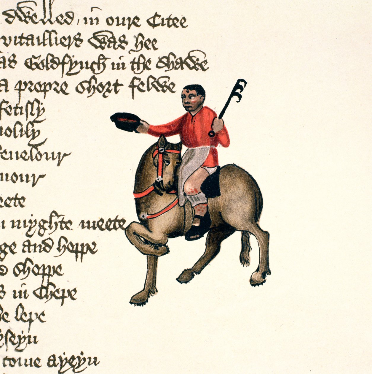 Kucharz, fragment z Opowieści kanterberyjskich, Geoffrey Chaucer (ok. 1342-1400) Rękopis Ellesmere