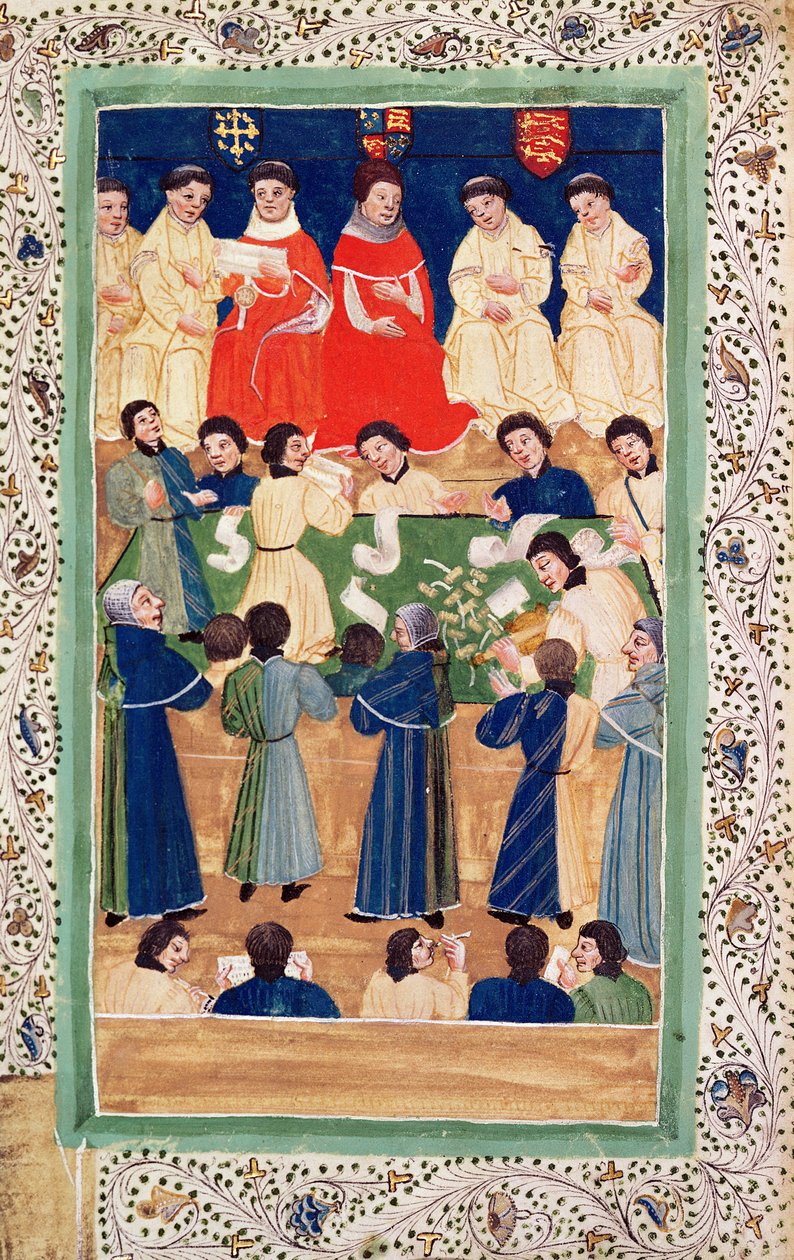 Sąd kanclerski, ok. 1460 (iluminacja na papierze welinowym) autorstwa English School