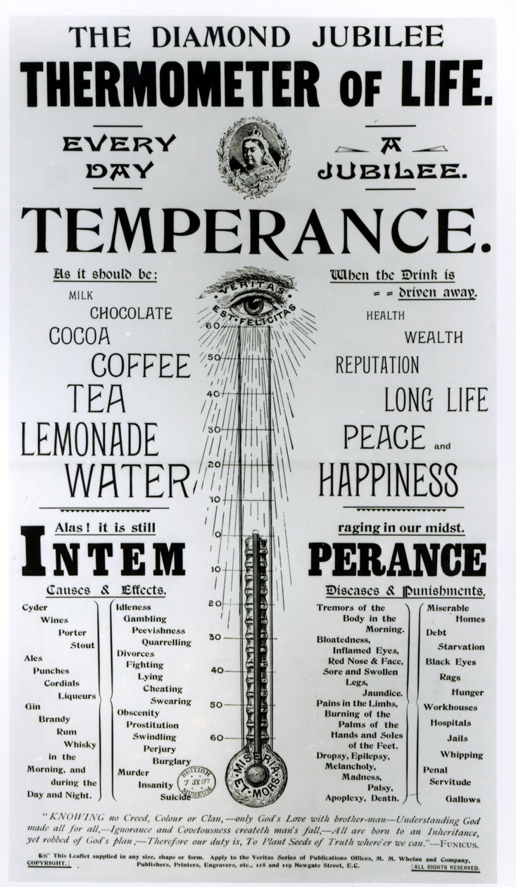 The Diamond Jubilee Thermometer of Life, wydrukowany przez M. M. Whelan and Company, 1897 autorstwa English School