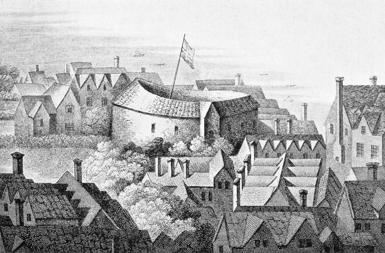 The First Globe Theatre lub Rose Theatre autorstwa English School