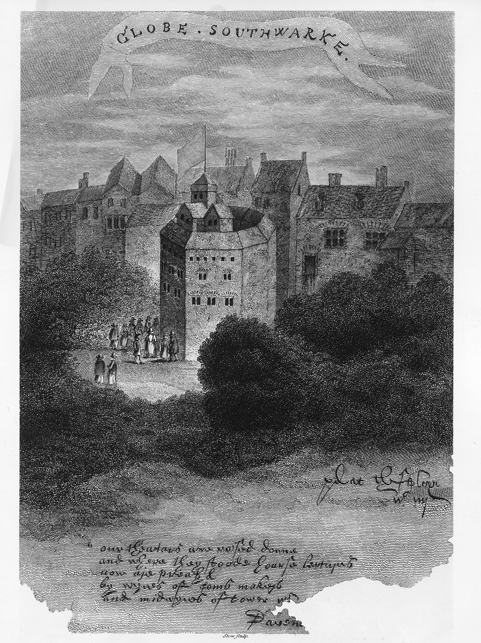 The Globe Theatre, Bankside, Southwark, według rysunku z „Pennant