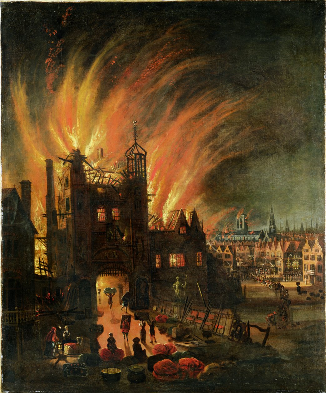 Wielki pożar Londynu (wrzesień 1666) z Ludgate i Old St Paul