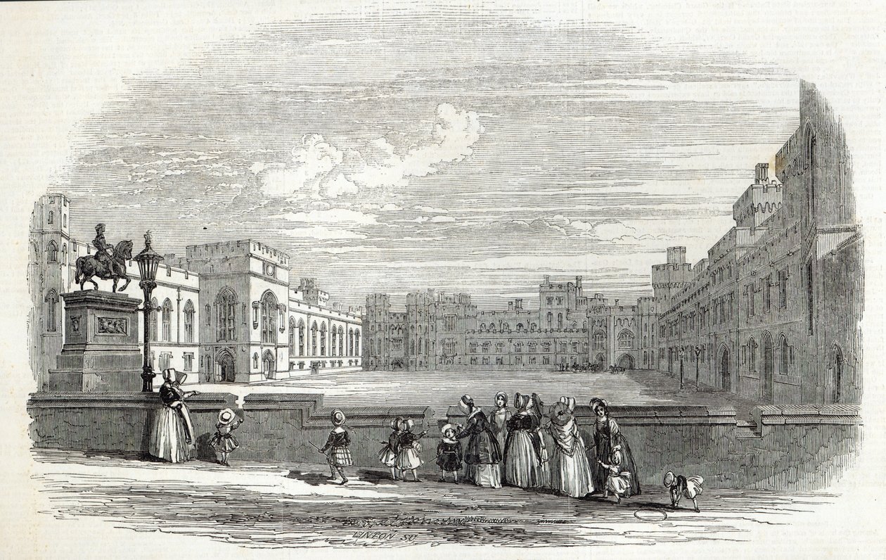 The Great Quadrangle, Zamek Windsor, z „The Illustrated London News”, 10 października 1846 r. autorstwa English School