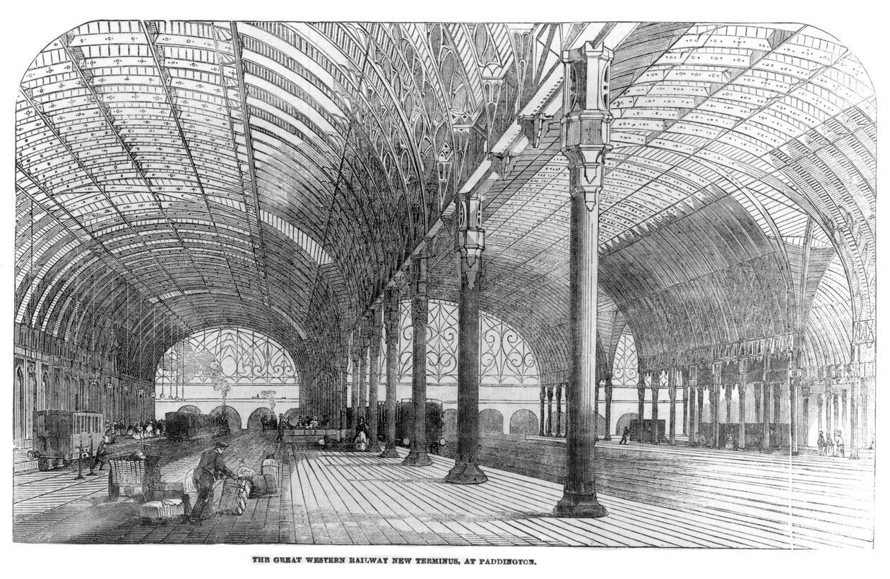 The Great Western Railway Nowy Terminus w Paddington, Londyn, 1854 autorstwa English School