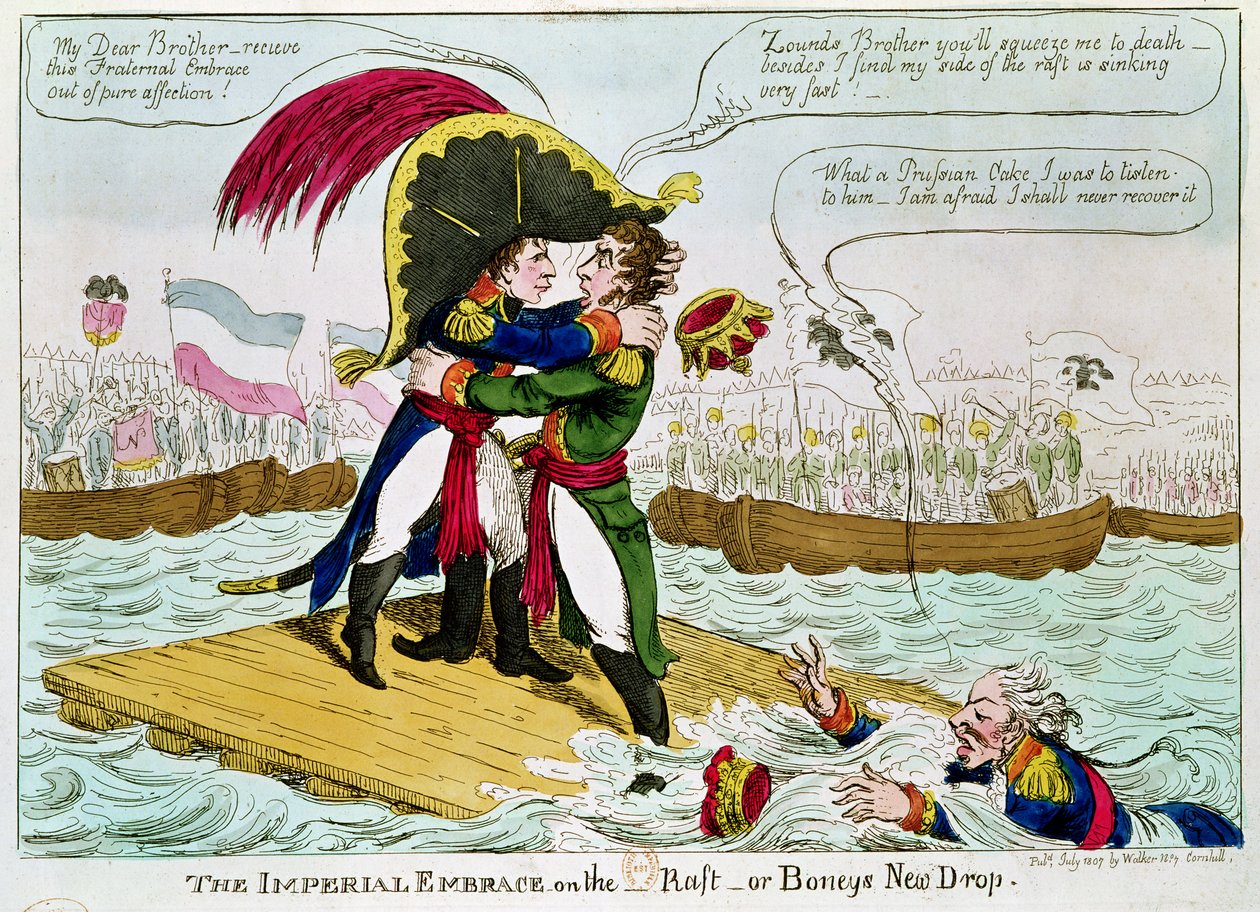 The Imperial Embrace or Boneys New Drop, opublikowane przez Walker, Londyn, lipiec 1807 r. autorstwa English School
