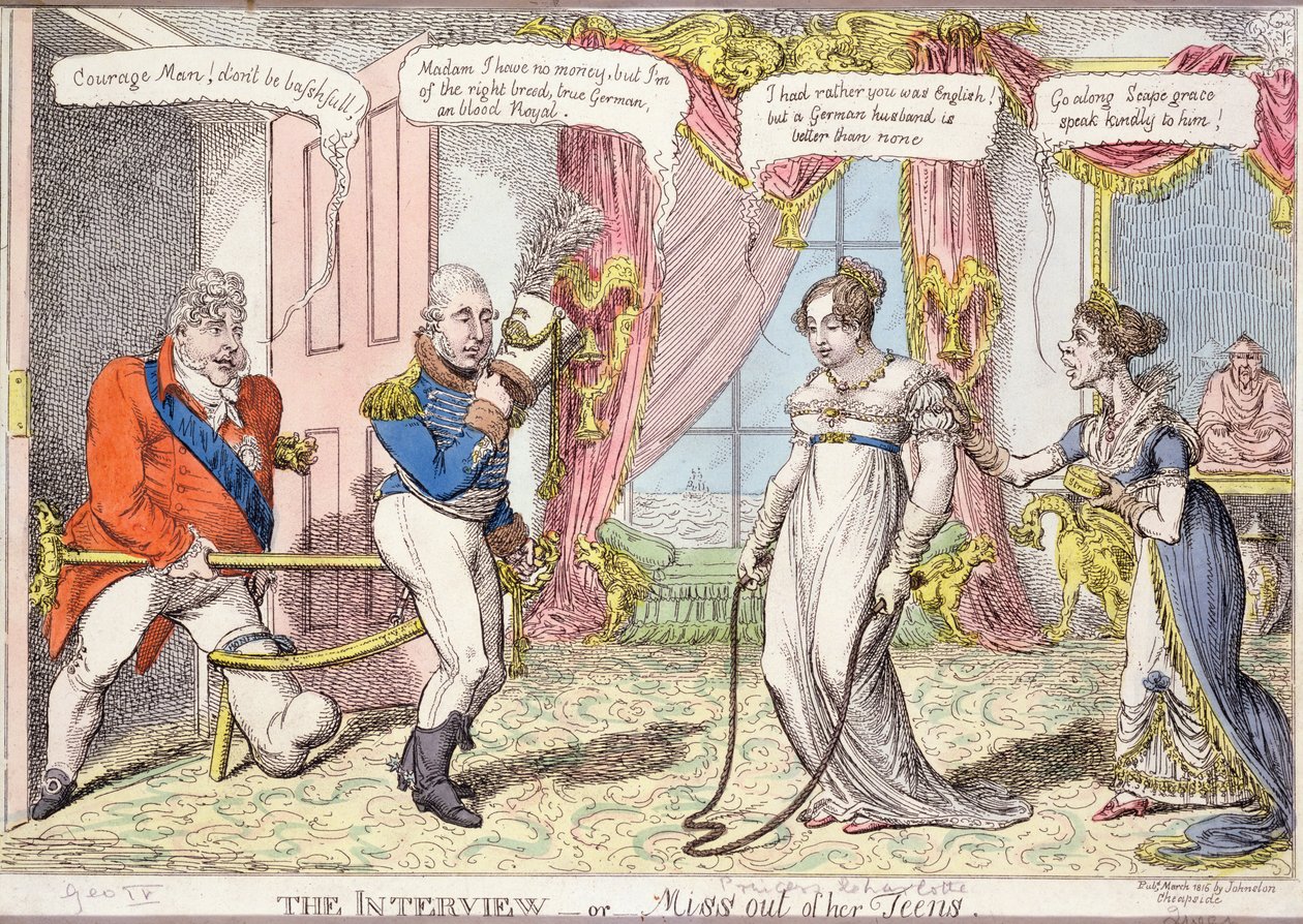 Wywiad lub panna z nastolatków, 1816 (akwaforta kolorowa) autorstwa English School