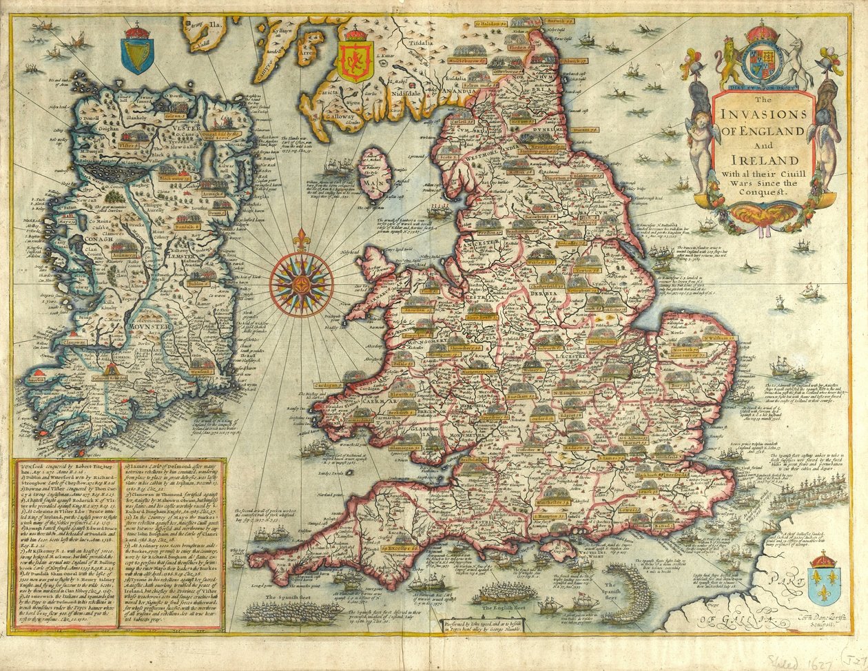 Inwazje na Anglię i Irlandię Ze wszystkimi wojnami domowymi od czasu podboju, ok. 1627 r. autorstwa English School