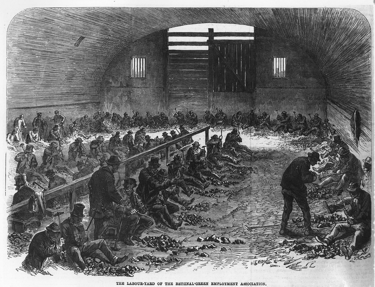 The Labor Yard of the Bethnal Green Employment Association, z „The Illustrated London News”, 1868 r. autorstwa English School