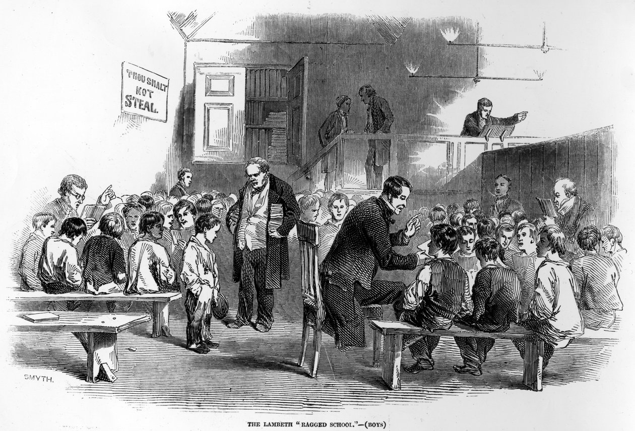Lambeth Ragged School, ilustracja z „The Illustrated London News”, 11 kwietnia 1846 r. autorstwa English School