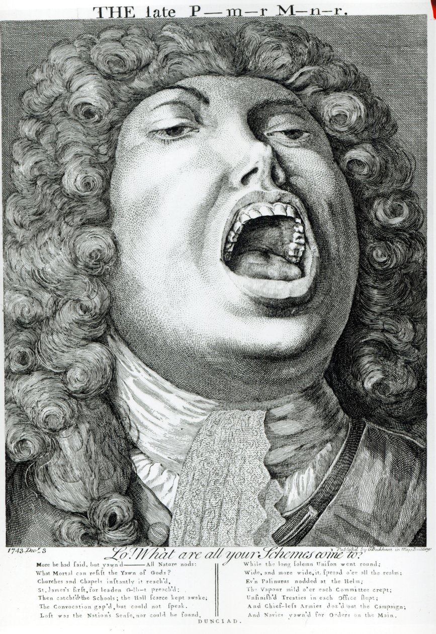 The Late Premier Minister, opublikowany przez G. Bickhama, Mays Buildings, Covent Garden, 1743 autorstwa English School