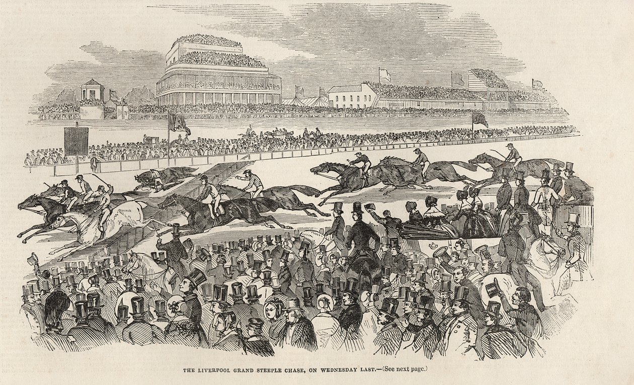 Liverpool Grand Steeple Chase w ostatnią środę, z „The Illustrated London News”, 8 marca 1845 r autorstwa English School