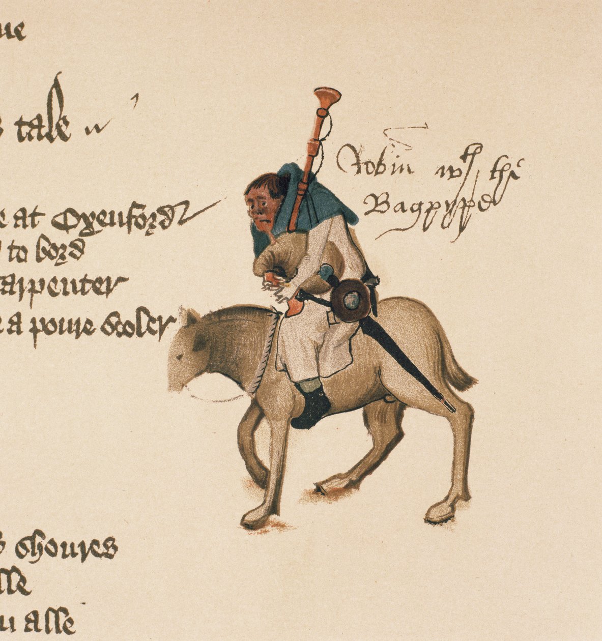 The Miller, fragment z Opowieści kanterberyjskich, Geoffrey Chaucer (ok. 1342-1400) Rękopis Ellesmere, wydanie faksymilowe, 1911 (szczegóły oryginalne zob. 128928) autorstwa English School