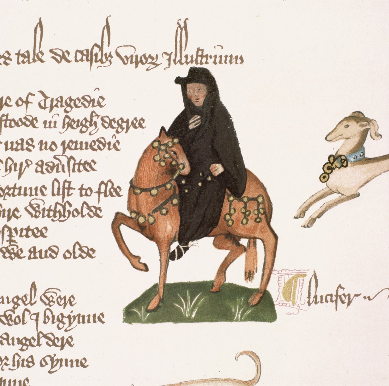 The Monk, fragment z Opowieści kanterberyjskich, Geoffrey Chaucer (ok. 1342-1400) Rękopis Ellesmere, wydanie faksymilowe, 1911 (oryginał zob. 128925) autorstwa English School