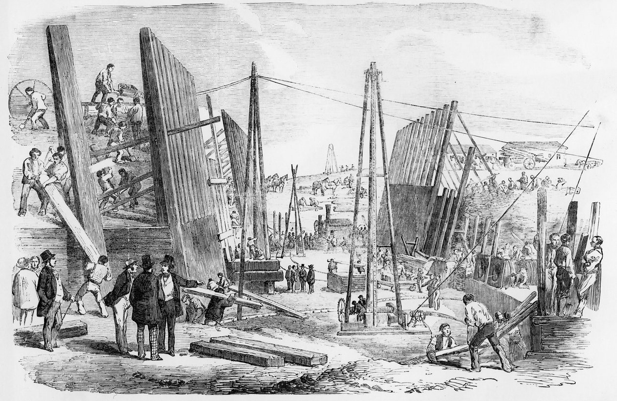 The New Victoria Dock Works, Plaistow Marches, opublikowane w „The Illustrated London News” 9 września 1854 autorstwa English School