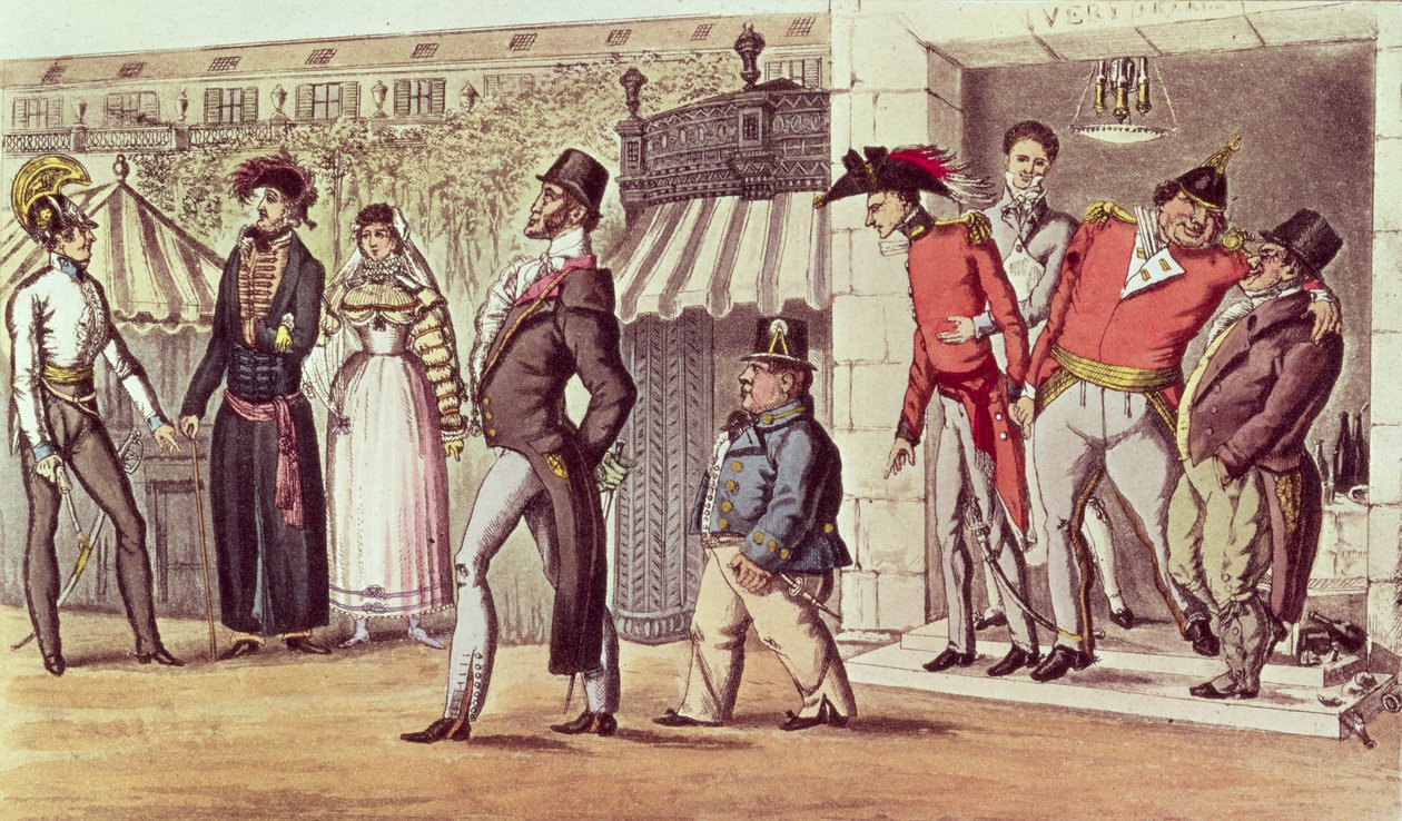 Okupacja Paryża, 1814. Angielscy goście w Palais Royal autorstwa English School