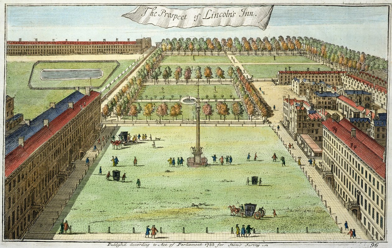The Prospect of Lincolns Inn, dla Stows Survey of London, wyd. 1755 autorstwa English School