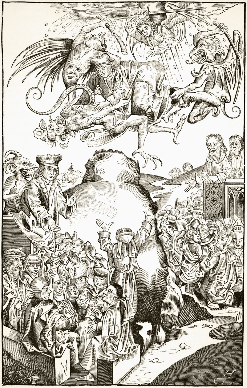 Panowanie antychrysta, według ryciny w „Liber Chronicarum” z 1493 r., z „Nauka i literatura w średniowieczu” Paula Lacroix, 1878 autorstwa English School