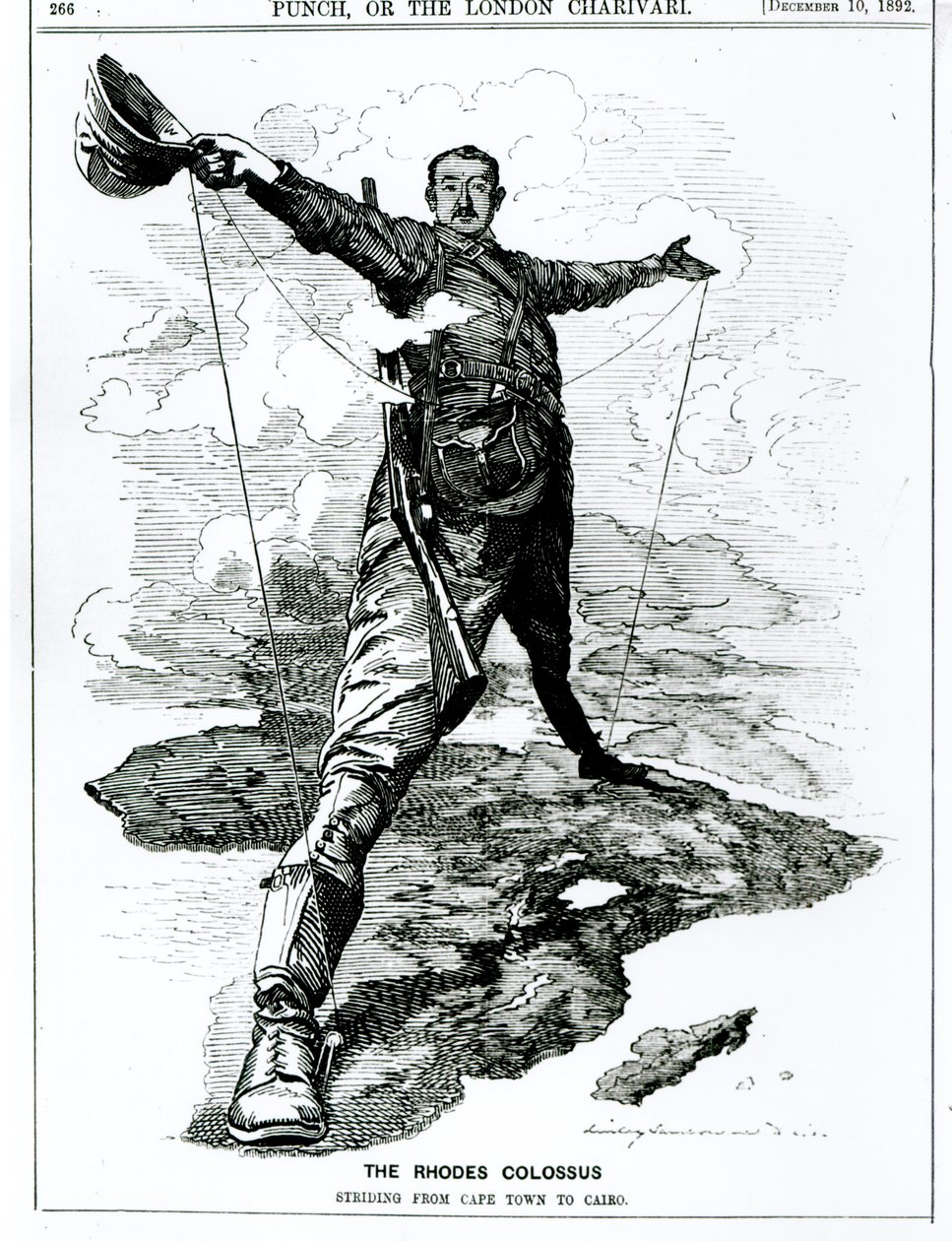 Kolos Rodos, z „Punch”, 10 grudnia 1892 r. autorstwa English School