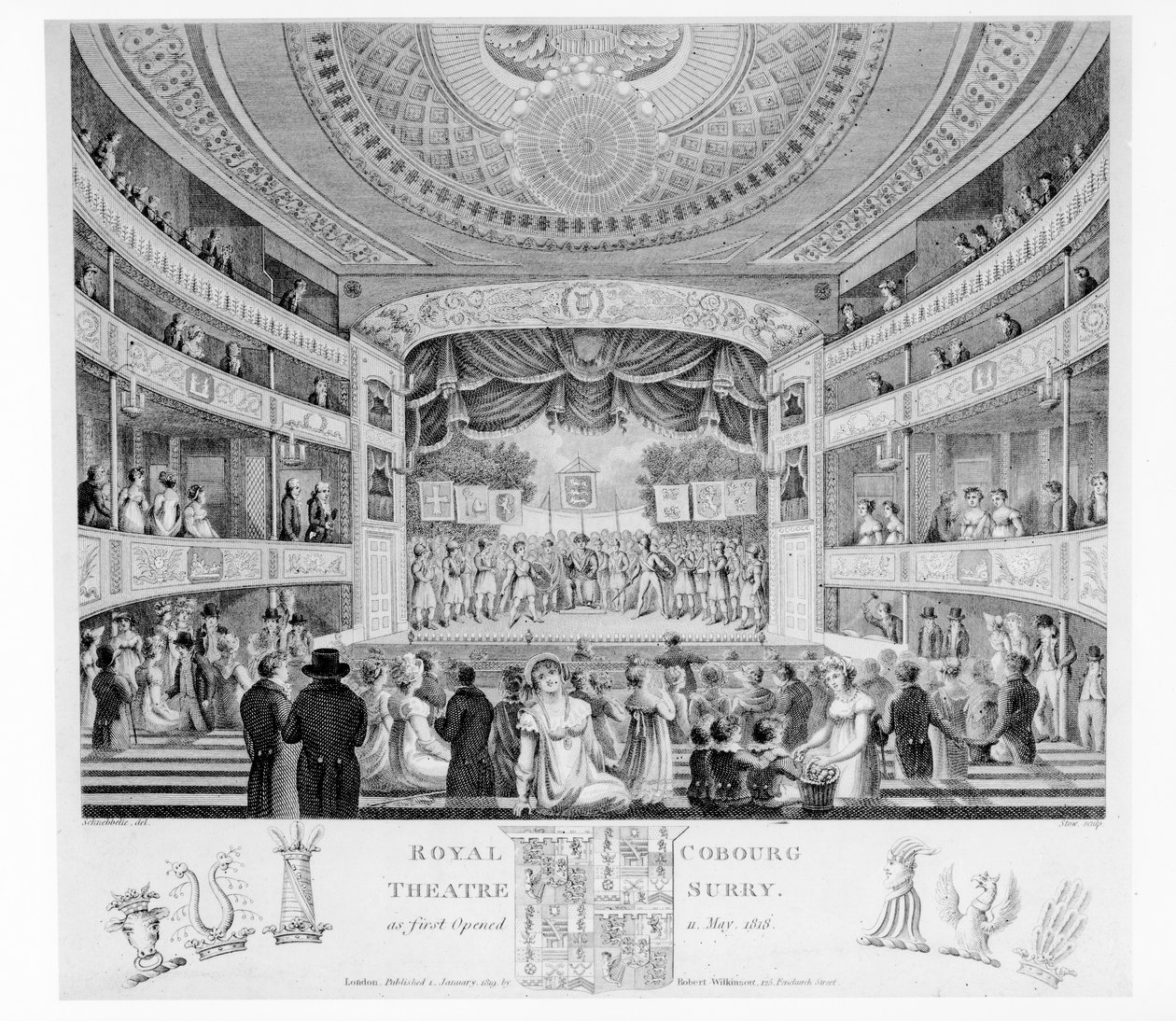 Teatr Królewski Cobourg, Surry, 1818 autorstwa English School