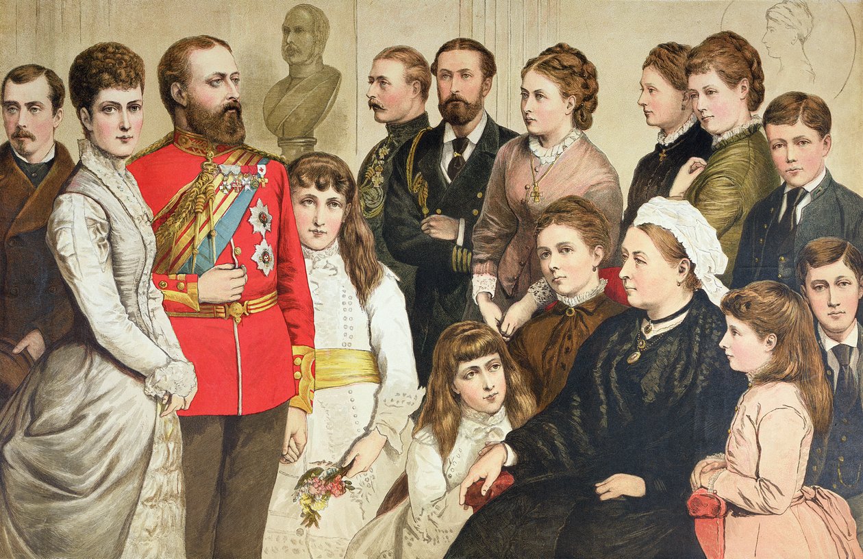 Rodzina królewska, 1880 (kolor grawerowany) autorstwa English School