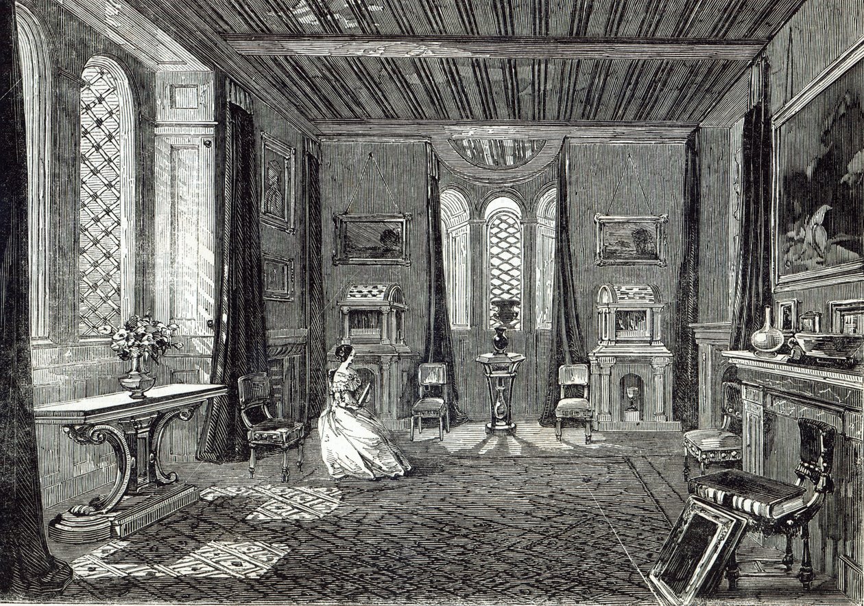 Salon Szkarłatny, Lansdown Tower, z „The Illustrated London News”, 29 listopada 1845 autorstwa English School