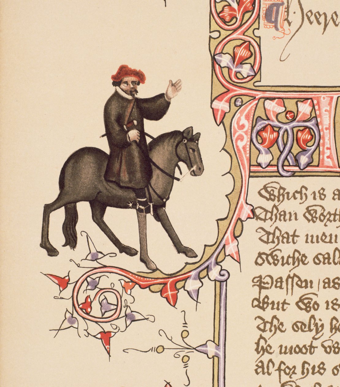 The Shipman, fragment Opowieści Canterbury, Geoffrey Chaucer (ok. 1342-1400) Rękopis Ellesmere, wydanie faksymilowe, 1911 (szczegóły oryginalne zob. 128912) autorstwa English School