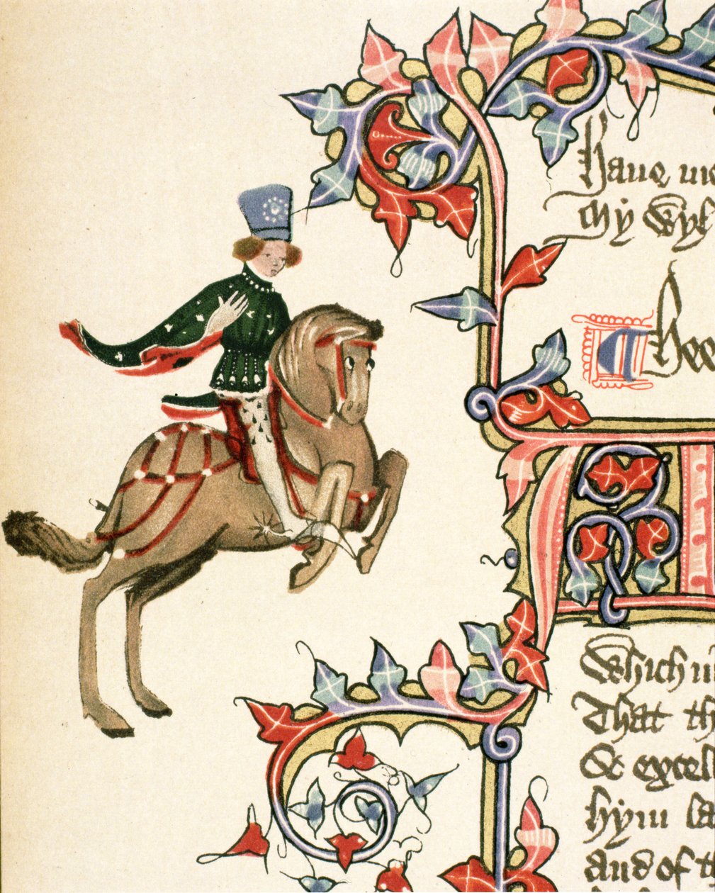 The Squire, fragment z The Canterbury Tales, Geoffrey Chaucer (ok. 1342-1400) Rękopis Ellesmere