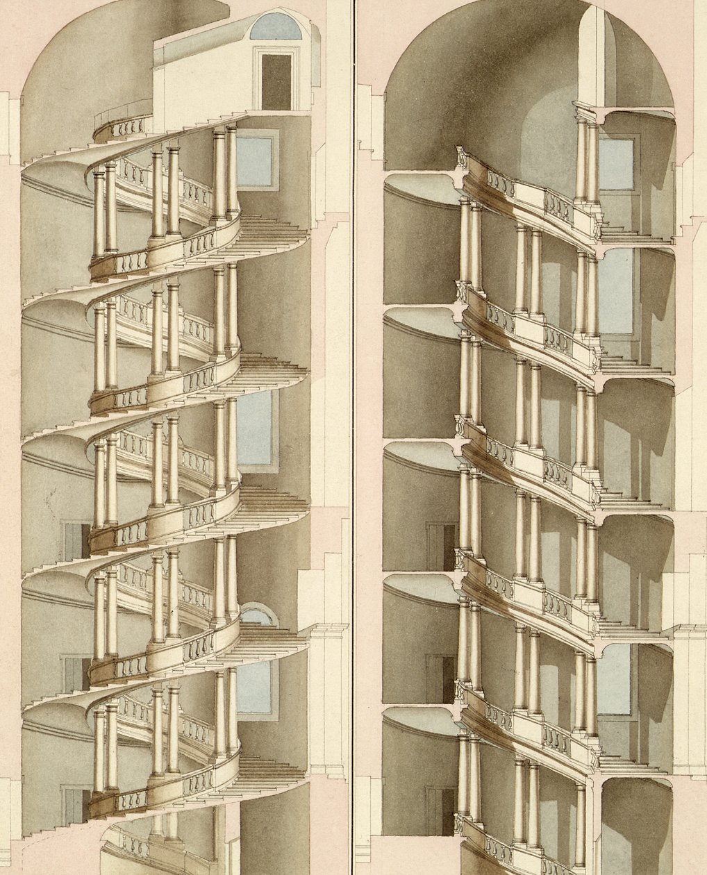 Schody Willi Farnese, Caprarola, 1800 (wc) autorstwa English School