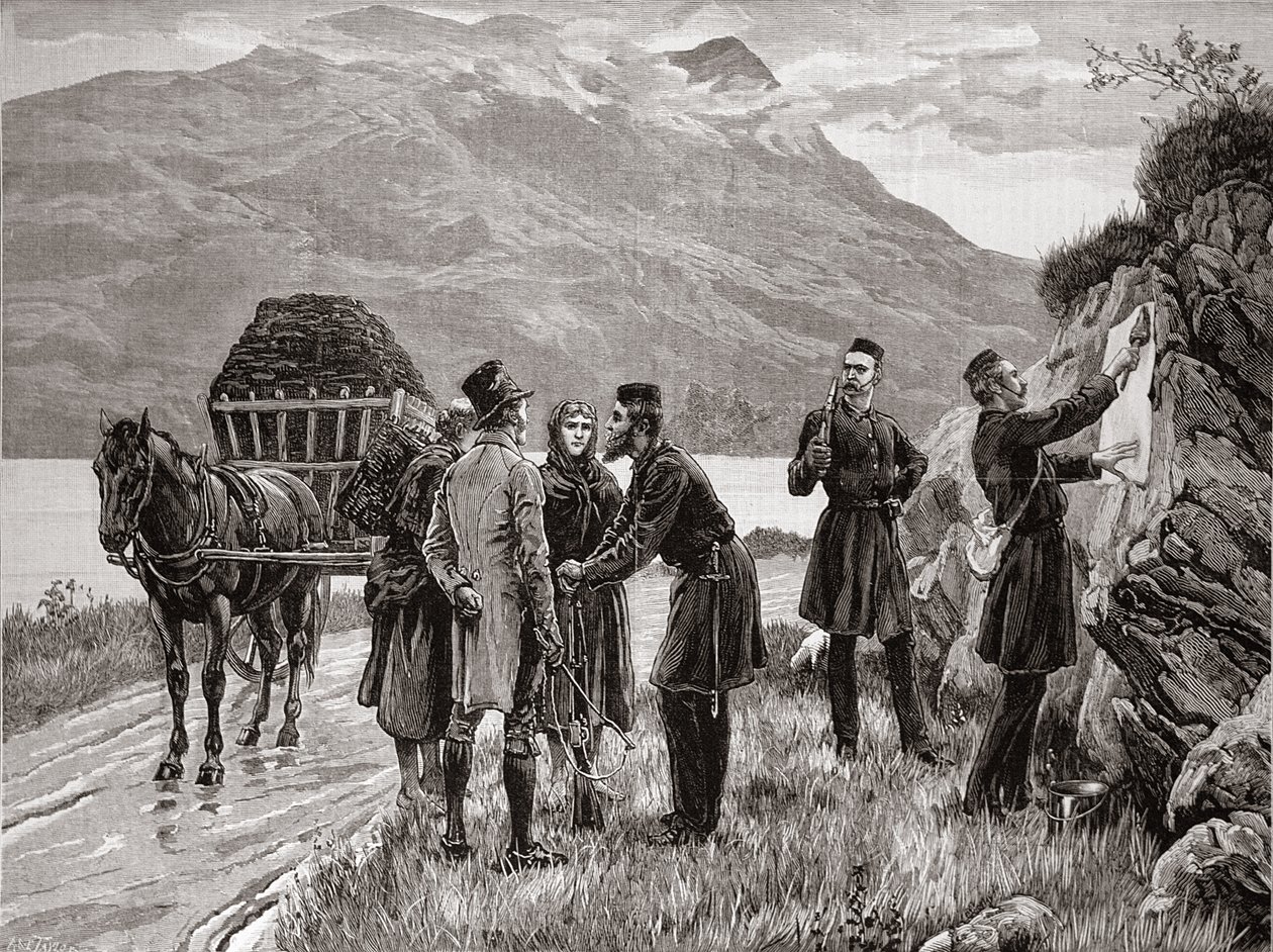 Stan Irlandii: opublikowanie proklamacji rządowej w Connemara, z „The Illustrated London News”, 19 listopada 1881 autorstwa English School