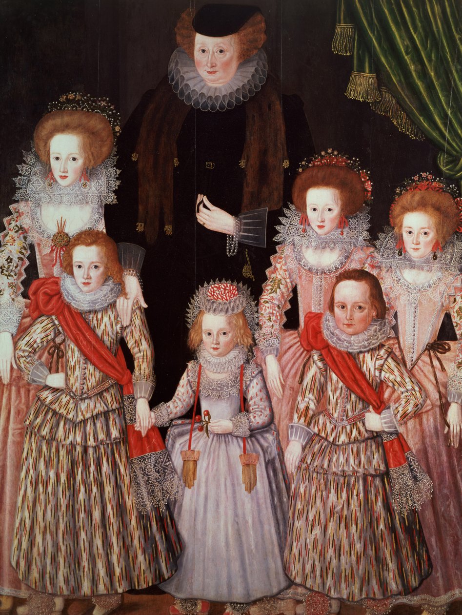 Grupa Tasburgh: Lettice Cressy, Lady Tasburgh z Bodney, Norfolk i jej dzieci, ok. 1605 (panel) autorstwa English School