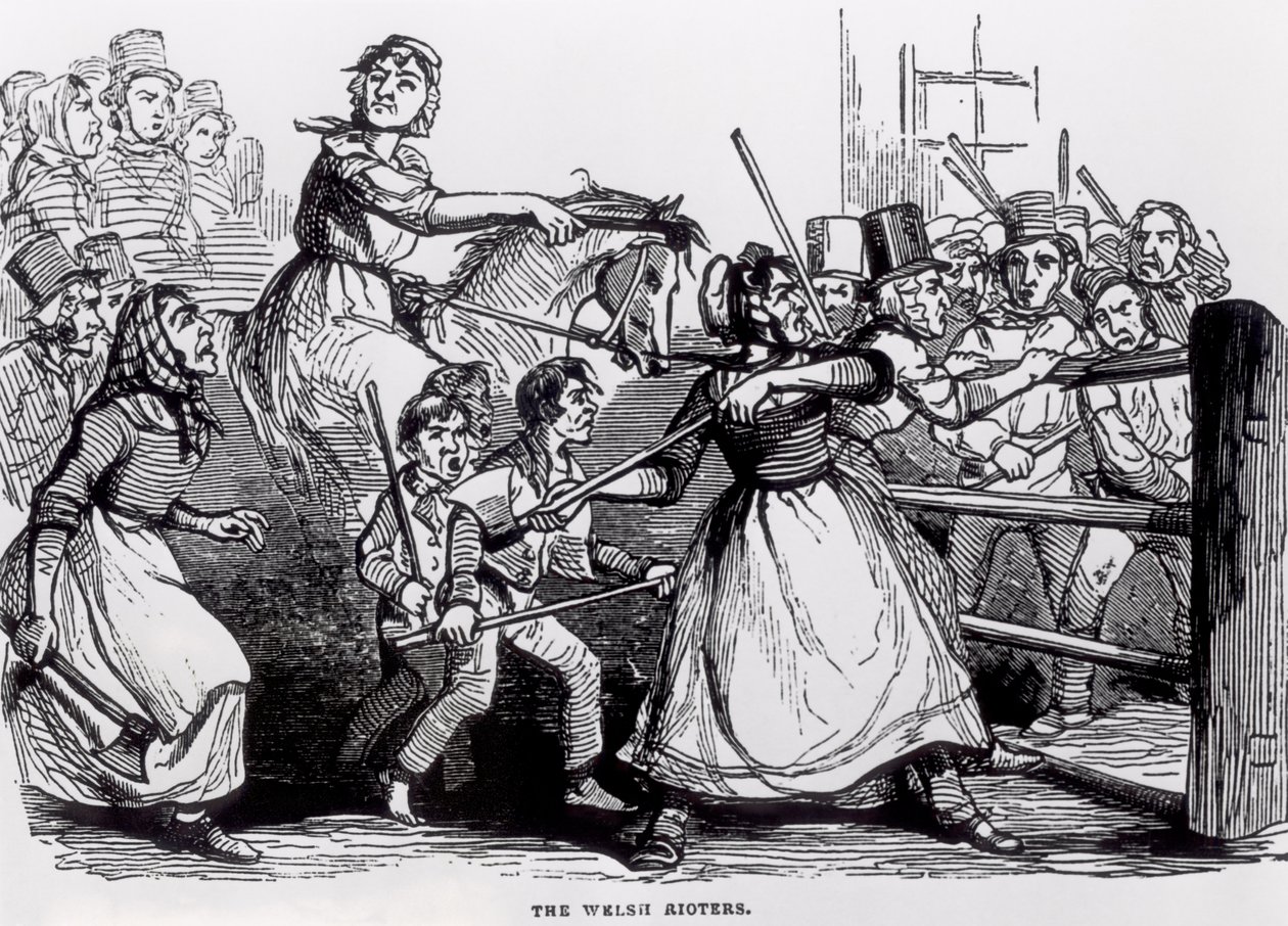 Walijscy zamieszki, z The Illustrated London News, 11 lutego 1843 autorstwa English School
