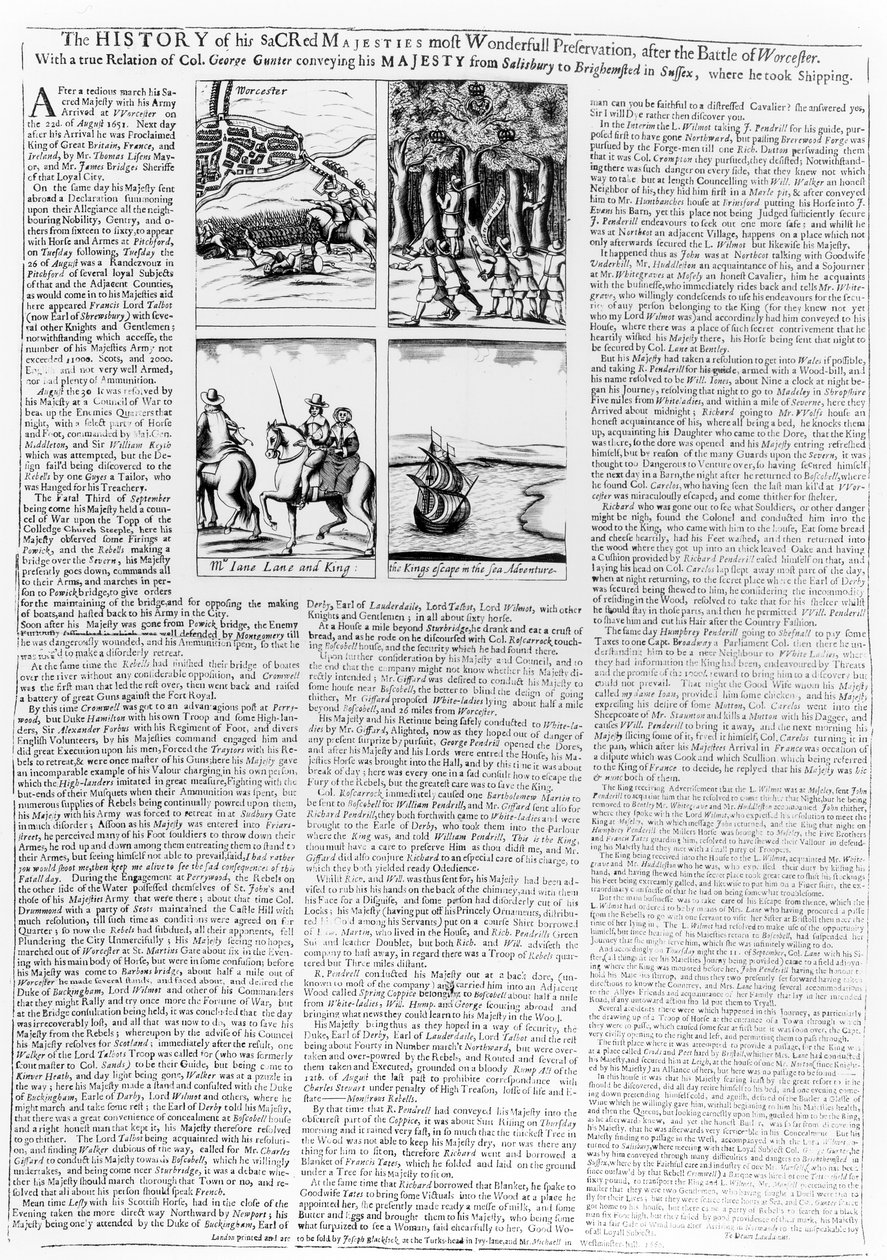 Historia bitwy pod Worcester, opublikowana 1660 autorstwa English School