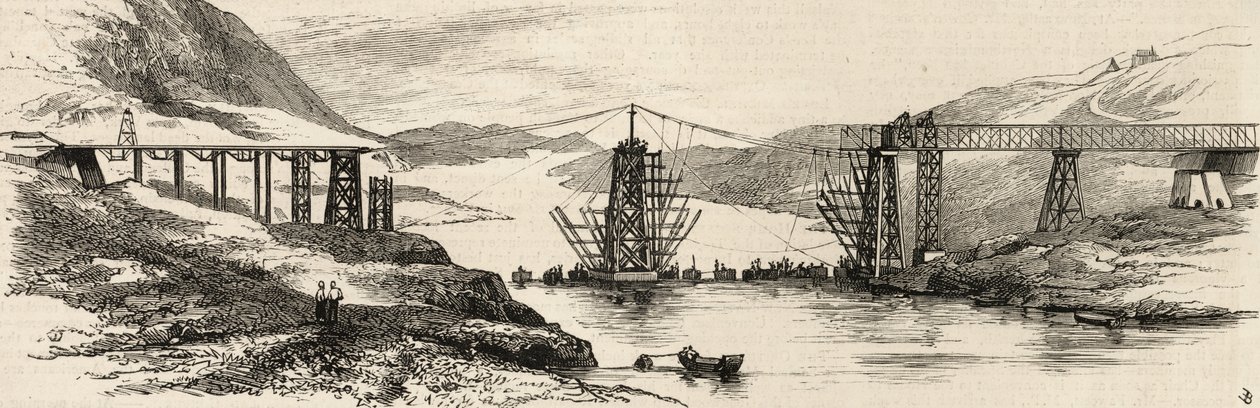 Ostatnia podróż wicekróla Indii w Pendżabie: nowy most nad Indusem w Attock jest już prawie ukończony, z „The Graphic”, 13 stycznia 1883 autorstwa English School