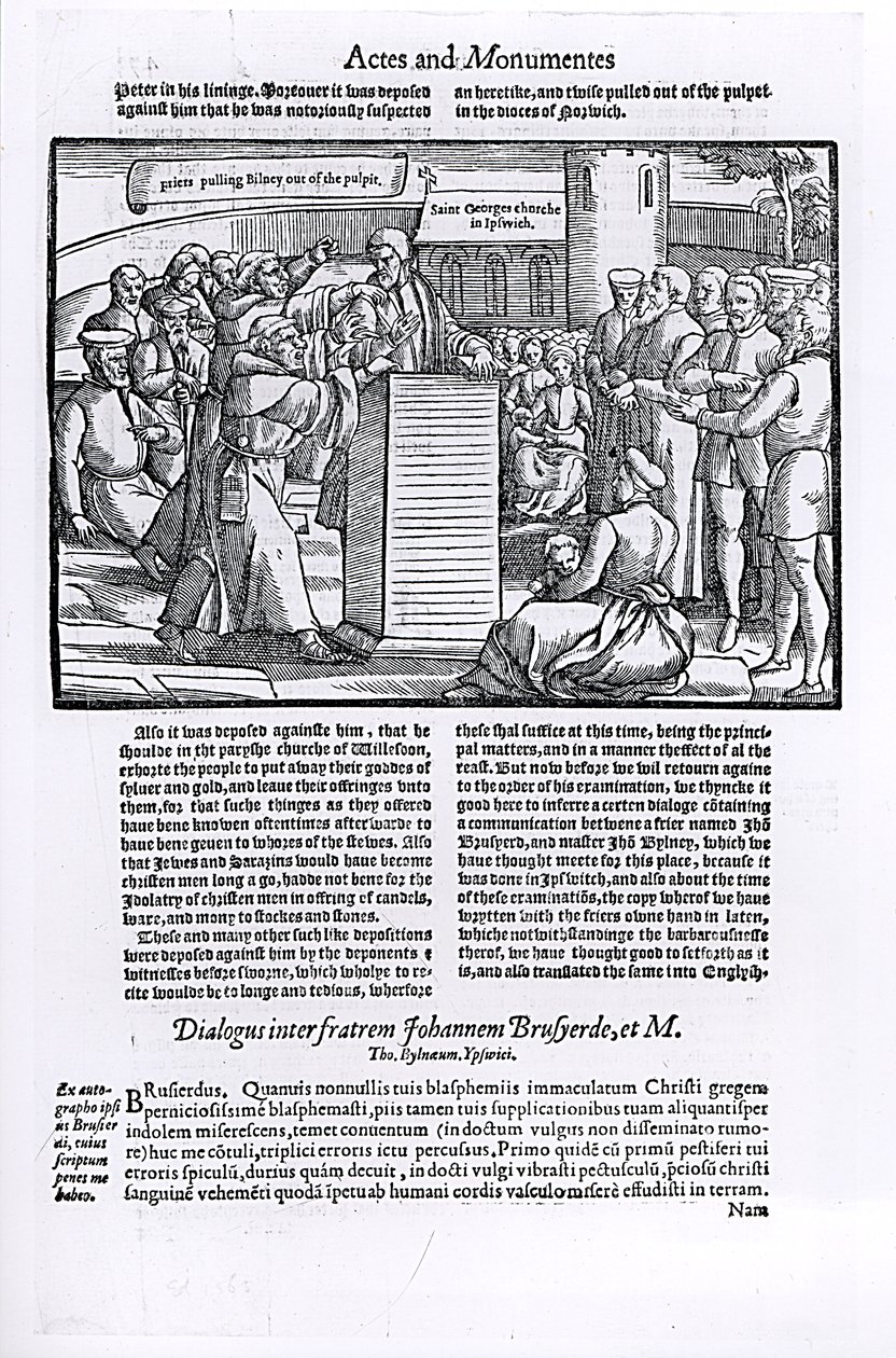 Thomas Bilney (zm. 1531) zostaje wyciągnięty z ambony, z „Działań i pomników” autorstwa English School