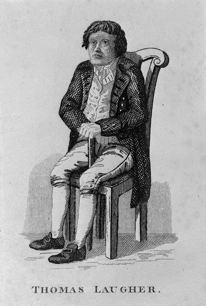 Thomas Laughter, z „Portrety i twarze niezwykłych i ekscentrycznych postaci Londynu”, opublikowane w 1819 r. autorstwa English School