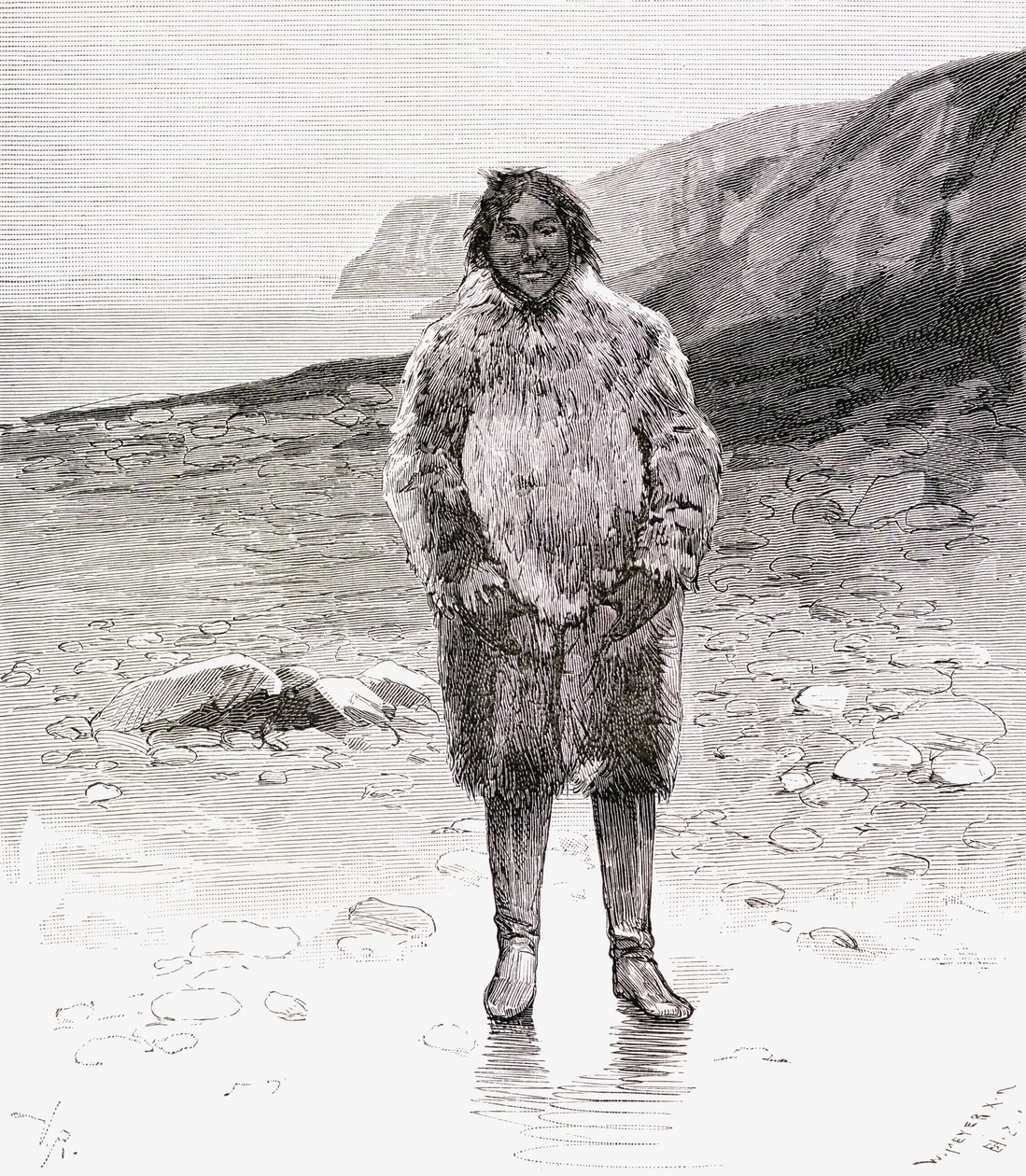 Tradycyjna sukienka eskimoska, z „The English Illustrated Magazine”, 1891-92 autorstwa English School