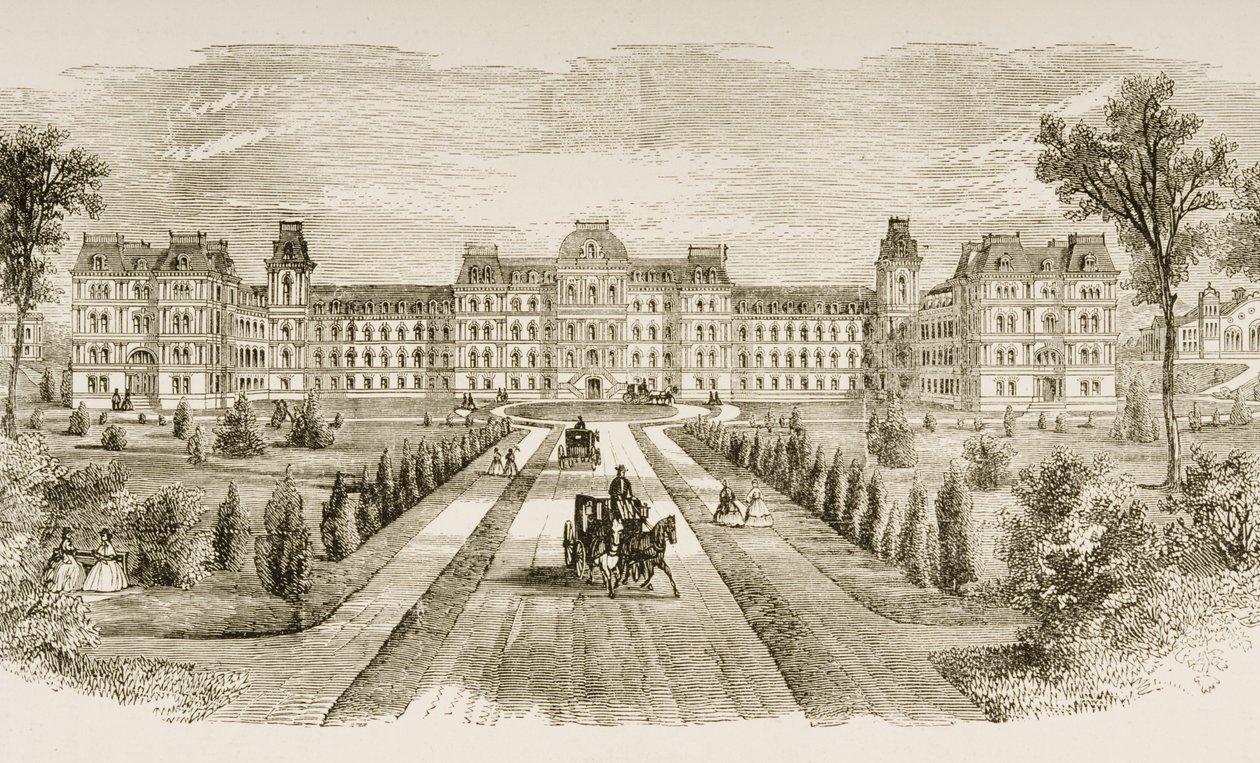 Vassar College, Poughkeepsie, stan Nowy Jork, ok. 1870, z „American Pictures” opublikowanej przez religijne Towarzystwo Traktowe, 1876 autorstwa English School