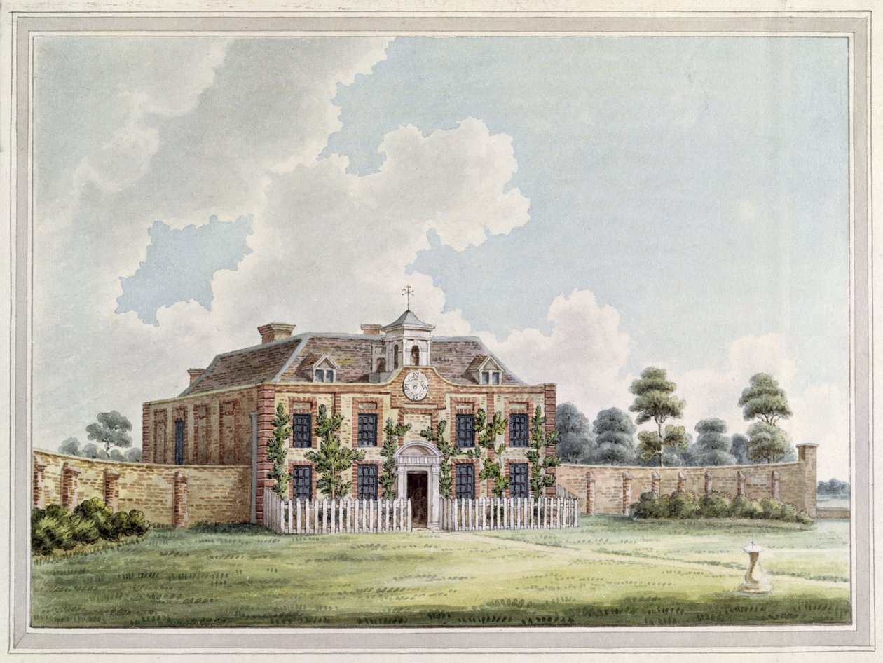Widok Dawley House, Harlington, Middlesex, ok. 1820 (kolor grawerowany) autorstwa English School
