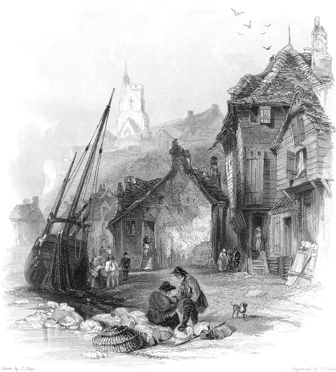 Widok na Folkestone autorstwa English School