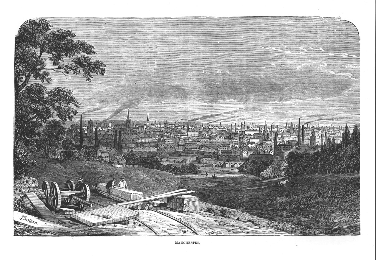 Widok Manchesteru, rytowany przez T.Gustine (zdjęcie Bw) autorstwa English School