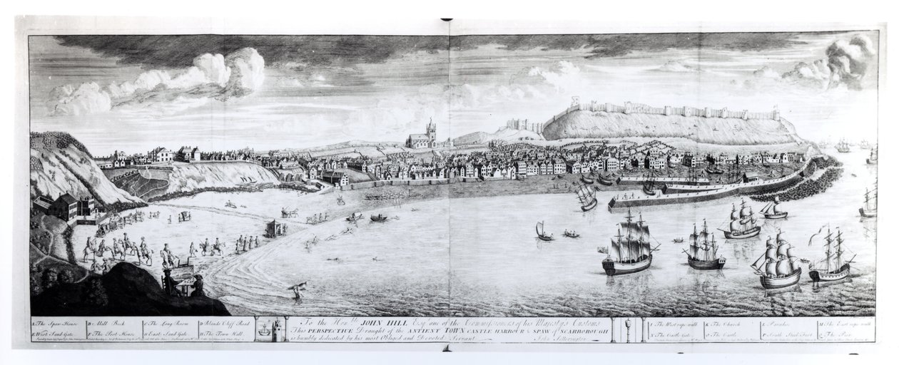 Widok Scarborough, 1735 autorstwa English School