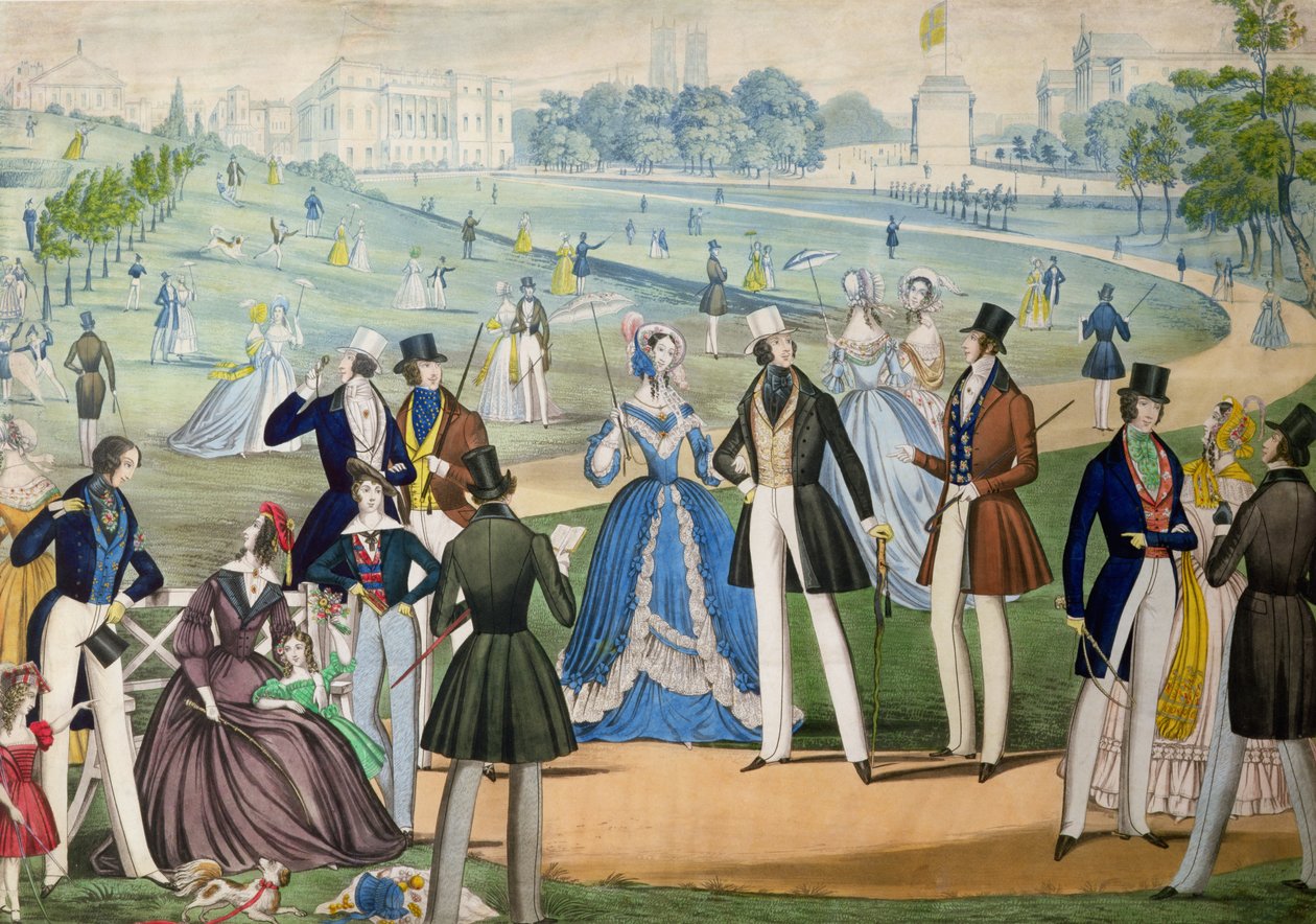 Widok św. Jakuba z Green Park, Londyn autorstwa Benjamina Reada, c.1838 (kolorowa akwatinta) autorstwa English School