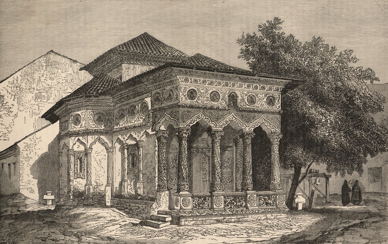 Widok kościoła w Bukareszcie, z „The Illustrated London News”, 1853 autorstwa English School