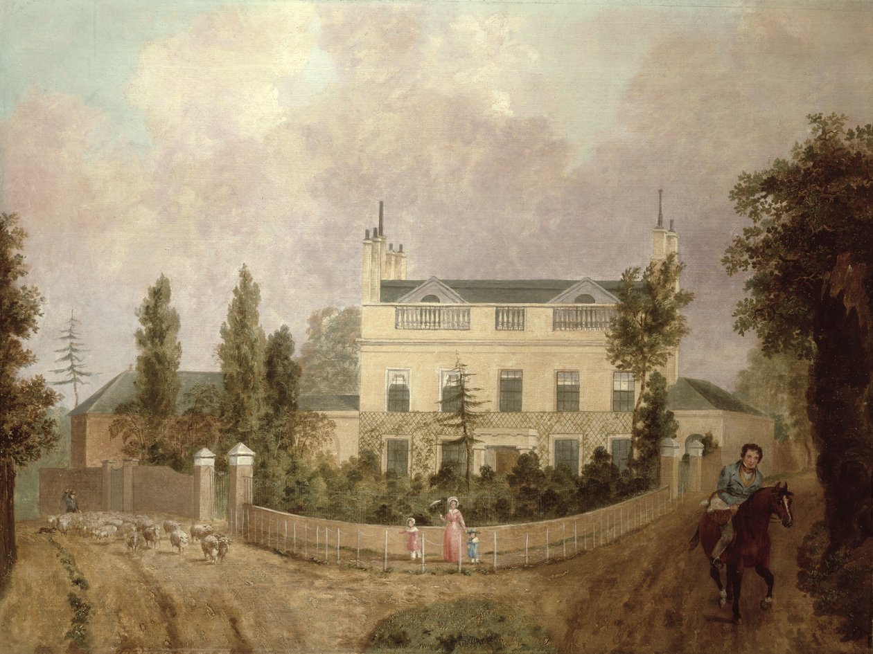 Widok wiejskiej rezydencji, ok.1840 autorstwa English School