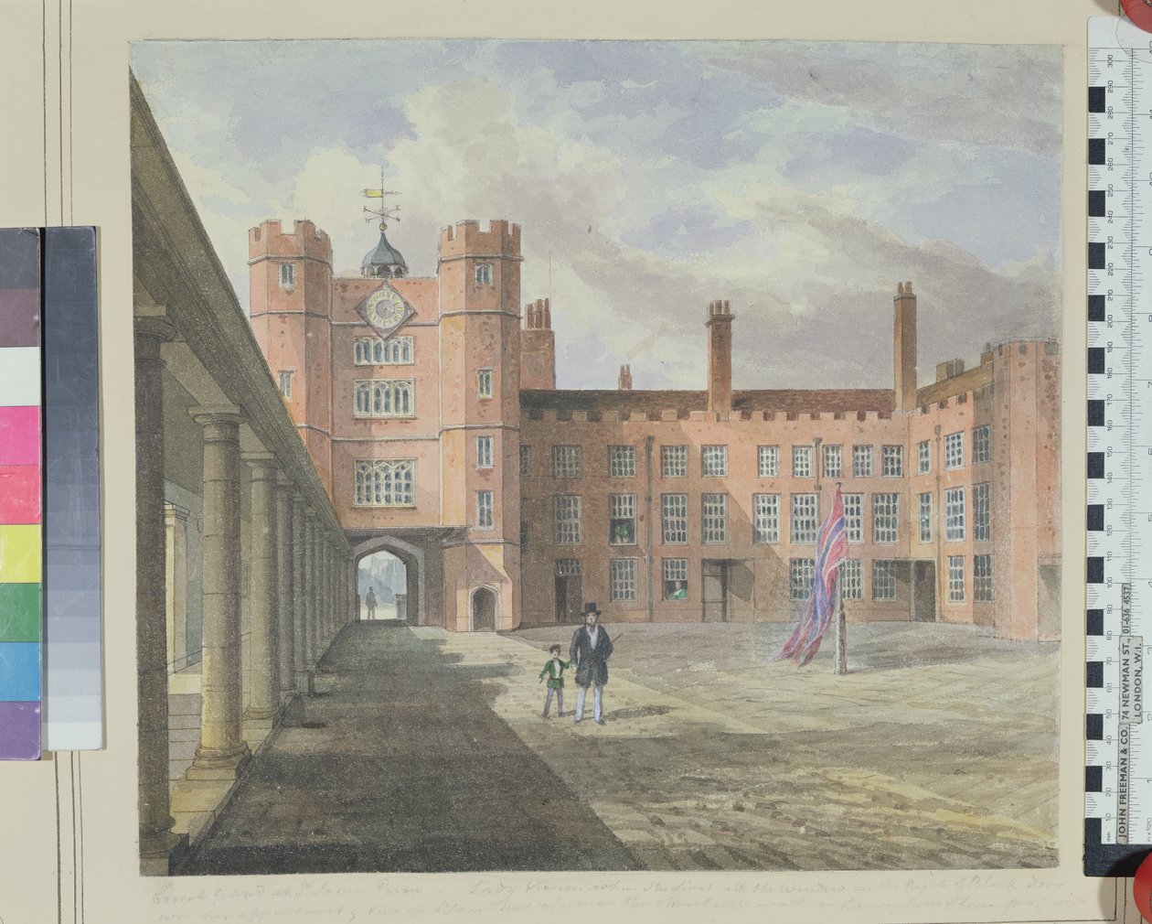 Widok na dziedziniec pałacu św. Jakuba, 1841 autorstwa English School