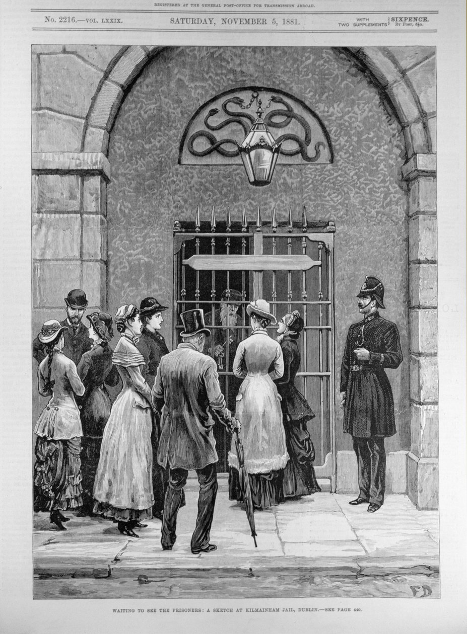 Waiting to See the Prisoners; Szkic w więzieniu Kilmainham, Dublin, z "The Illustrated London News", 11 maja 1881 r. autorstwa English School