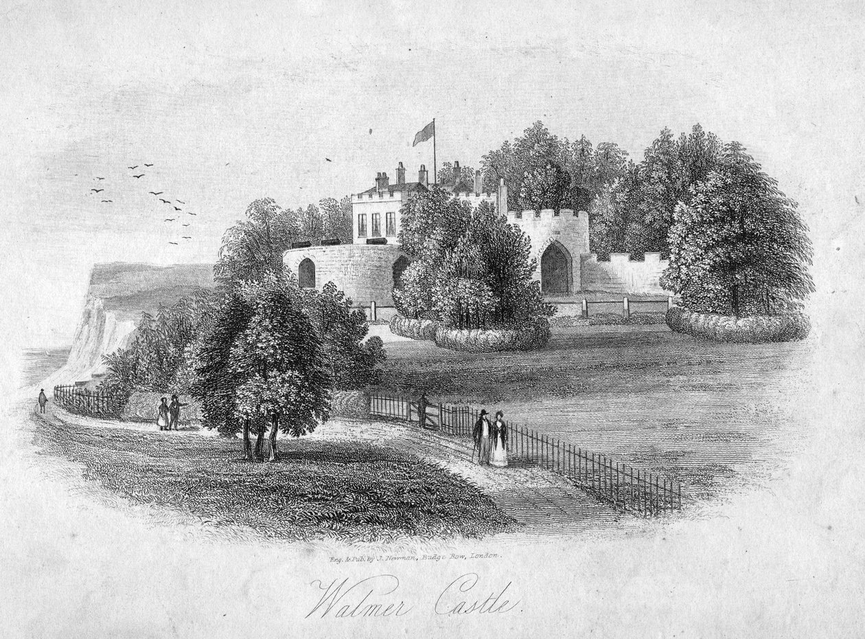 Zamek Walmer, rytowany przez J. Newman autorstwa English School